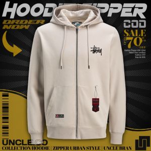 VIRAL HOODIE ZIPPER TEBAL SABLON KEREN BISA COD SIZE M L XL XXL WARNA HITAM JAKET POLOS SWEATHER