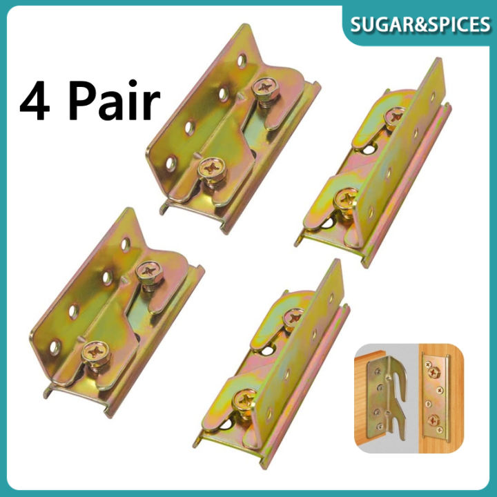 4pair Bed Rail Brackets Wooden Bed Frame Connectors Heavy Duty Bed