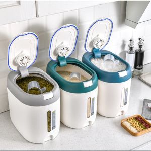 Rice Storage Insect-Proof Moisture-Proof 5kg / 10kg Airtight Rice Grain Bucket Storage With Rice Measuring Cup Cereal Dry Food Keepers