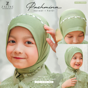 Kerudung Pashmina Segitiga Anak Sage Green Terbaru Lebaran Idul Fitri 2024 | Jilbab Simple Couple Mom Kids Umur 1-10Tahun