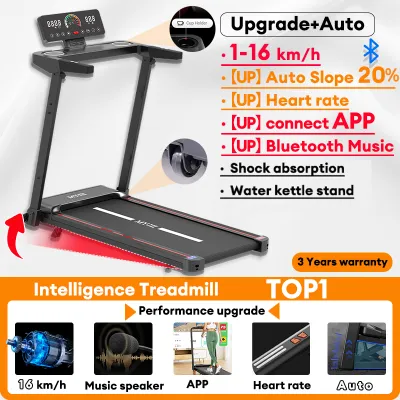 Electric Treadmill Foldable heavy duty Automatic Slope Walking Pad Music Heart Rate APP 16km/h Q8