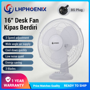 LHPHOENIX 16 Inch Desk Fan 3 Speed Electric Cooling Fan Powerful Airflow Table Fan for Home Office Indoor Use