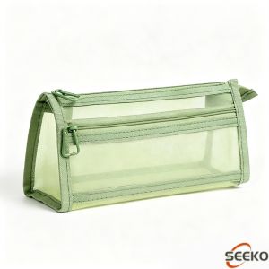 SK Double Layer Mesh Pencil Case Large Capacity Portable Student School Stationery Storage Bag 1Pc