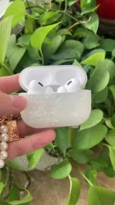 Cute AirPod Pro 2 Case with Pearl Wrist Chain Bling Marble Design Hard TPU Cover Compatible with AirPods Pro 2nd Generation 2022 Case for Women and Girls