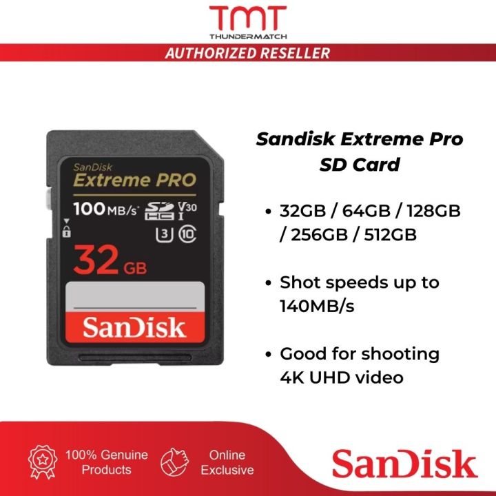 TMT SanDisk SD Extreme Pro 32GB 64GB 128GB 256GB 512GB UHSI C10 V30 U3