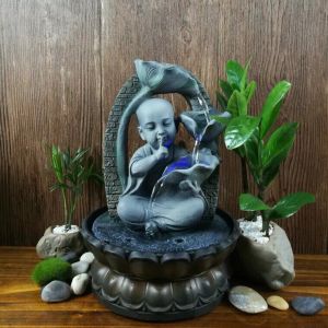 Thác nước phong thủy để bàn tiểu không nói rót trà