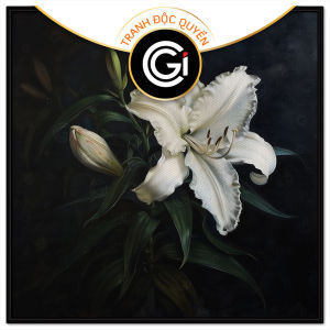 Tranh sơn dầu hoa loa kèn trắngTranh treo tường dán tường phong thủy tình yêu.CGI-931