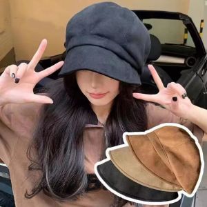 CBHH Adjustable Suede Octagonal Cap Breathable Big Head Waist Women Fisherman Hat Retro Solid Color Newsboy Hat Autumn Winter