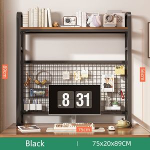 shelf Desktop shelf bookshelf simple desk multi-tier storage shelf with grid hanging rack dormitory bookshelf computer shelf