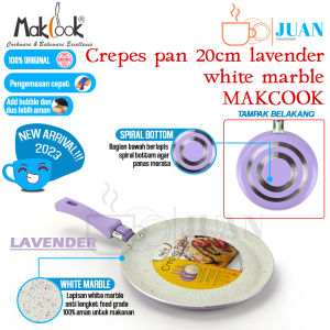 NEW MAKCOOK crepes pan 22cm pastel lavender white marble series / wajan walik anti lengket / panci pembuat kulit risol