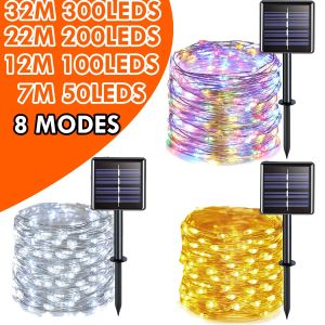 Solar Christmas Light String Holiday Light Party Light Garden Lights Waterproof Light Party Light String Birthday Light Solar Light Decoration Artistic Stars Decor Ornaments 8 Modes Copper Wire