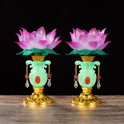 Jade Vase Lotus Lamp Buddha Headlight for Buddha Lamp Everlight Guanyin Light Electric Candle Light Plug-in-152c4c8b