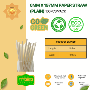 Paper Straw 100pcs Per Pack / Pembungkus Makanan / Biodegradable Tableware / Biodegradable Dinnerware / Disposable Tableware / Disposable Dinnerware / Biodegradable Takeaway / Drinkware