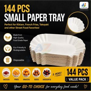 144 PCS VALUE PACK Disposable for quick cleanup Made from food grade paper Eco-friendly sustainably sourced paper Perfect for Street Food Snacks and Desserts
