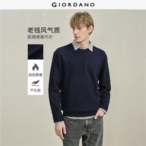 Giordano Beau Monde Men Textured panel crewneck sweater Free Shipping 13056805