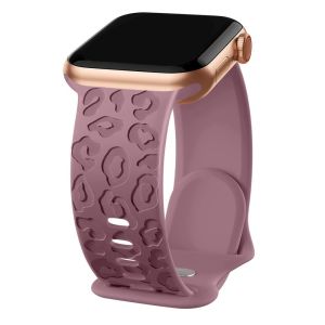 Engraved Silicone for Apple Watch Ultra2 Strap 49mm 45mm 44mm 42mm 41mm 40mm 38mm iWatch Band Leopard Print Strap Cheetah Wristband for Apple Watch Ultra Series 9 8 7 6 5 4 3 2 1 SE2 SE