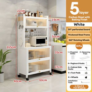 Kitchen cabinet Rack | Microwave oven rack | Kitchen Storage Racks | Shelf with Wire-wrap board | Dustproof cabinet | Rak Kabinet