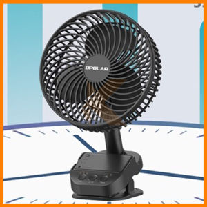 【K-Home】Opolar 10000mAh Auto Oscillating Camping Clip Fan with Hanging Hook 4 Speed with Timer