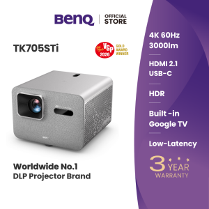 BenQ TK705STi 4K Home Entertainment Projectors 3000lm HDR 60Hz low Input lag HDMI 2.1 USB-C with Google TV Netflix