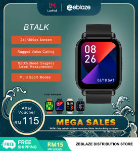 (Malaysia Local Distribution) Zeblaze BTALK Smart Watch 1.86 Inch Large Color Display Voice Calling Health and Fitness Smartwatch For Men