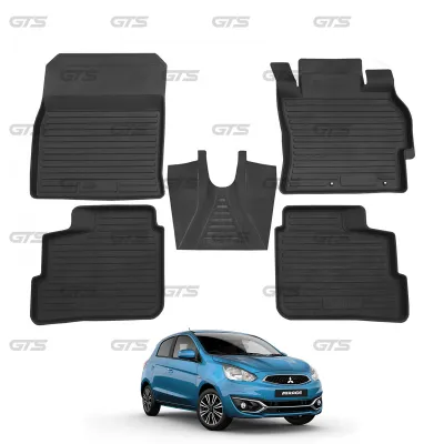 ถาดยางรองพื้นรถยนต์ 5 ประตู 5 ชิ้น สีดำ ใส่ มิตซูบิชิ มิราจ Mitsubishi Mirage Space Star Hatchback ปี 2010-2023
