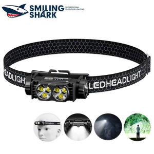 Senter Kepala Smiling Shark TD0193 Headlamp 6xLED Type-C Waterproof