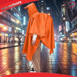 Raincoat for Men Women Adults Hooded Raincoat Jacket Waterproof Rain Coat with Pocket for Hiking Camping Emergency
