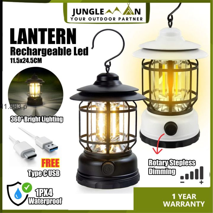JUNGLEMAN Camping Lantern Rechargeable LED Camping Light Portable ...