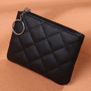 PU Leather Diamond Coin Purse Mini Zipper Short Wallet Coin Card Storage Bag Card Holder Wallet