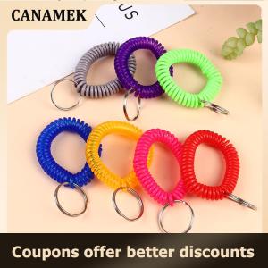 【 CANAMEK 】 10pcs Multipurpose Stretchable Wristband Keychain Spring Flexible Spiral Elastic Band Bracelet Key Holder Ring For Sauna Gym Outdoor Sports Hair Rings