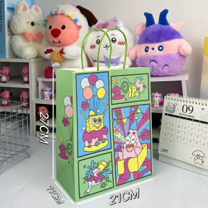 ส่งจากไทย ถุงของขวัญวันเกิด SpongeBob ถุงกระดาษหูหิ้ว ถุงของขวัญ ถุงกระดาษใส่ของรับไหว้