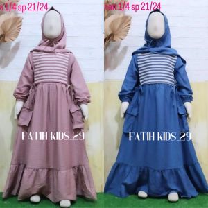 DRESS KINARA ANAK PEREMPUAN -GAMIS SALUR KOMBINASI POLO LINEN PREMIUM MUSLIM ANAK PEREMPUAN TERLARIS