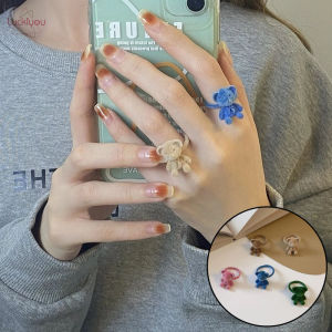 Flocking หมีแหวนเปิดหวานน่ารักหมีแหวนปรับการ์ตูนนิ้วชี้แหวนแฮนด์เมดการออกแบบเฉพาะสไตล์เกาหลีใหม่