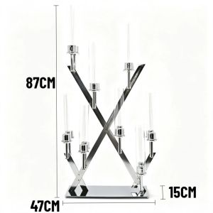 FFBH Nordic Minimalist Candle Holders Glass Cover Iron Multi‑arm Wedding Candle Holders Birthday Party Family Gathering Home Decor 6K4N7