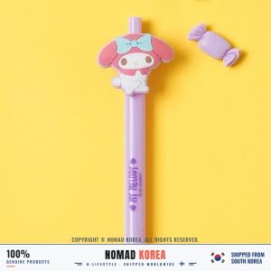 Sanrio My Melody Bút bi bấm 0.5mm mực đen có kẹp đầu hình nhân vật dễ thương thân tím / hồng