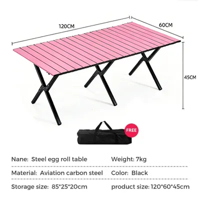 Magic Pocket Foldable Camping Table Portable Folding Meja Outdoor garden Picnic Egg Roll Table Aluminum Makan Lipat