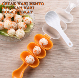 Cetakan nasi bola / Cetakan onigiri / Cetakan bento bola FREE sendok nasi