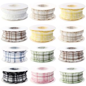 GORGE 4CM Width Plaid Ribbon 10 Yard Gift Wrapping Bouquets Roll of Satin Ribbon Creative Reusable Korean Ribbons Flower Bouquet Wrapping
