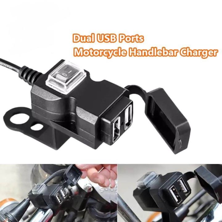 USB Ports with On Off Switch Motorcycle Motor Handlebar Phone