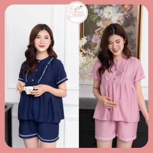 Bộ Bầu Mặc Nhà Mùa Hè Chất Đũi Mềm Mịn MátHàng Việt NamĐồ Bầu Sau Sinh Có Khóa Kéo Ngực Và Chun Chỉnh Bụng  Bella Mama