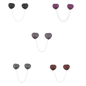 Women Rhinestones Pasties Nipple Cover with Chain Adhesive Reusable Sticky Bra Petals Chest Stickers Lingerie Accessory