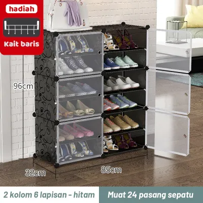 Rak Sepatu Susun Tertutup Tempat Sepatu Kotak Sepatu Transparan Lemari Sepatu Anti Debu 4 /6/8 Susun