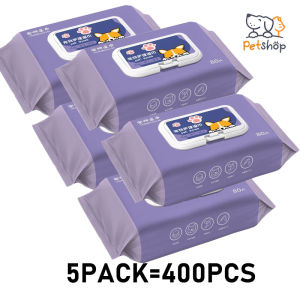 Pet Wipes 80 Pieces Alcohol-Free for Safe Cleaning Cat and Dog Cleaning Wipes