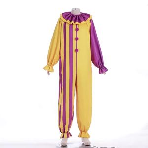 New yellow and purple color-blocked clown jumpsuit for adults Halloween Clown Stage Performance cosplay Clothing
