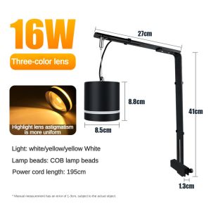 Aquarium Lighting Chandelier RGB light source Color Changing Grass Tank （Including bracket）Cylindrical Hanging Lamp Fast Heat Dissipation Seawater Tank Lamp Aquarium Hanging Lamp Aqua Three gears three colors 16W 18W