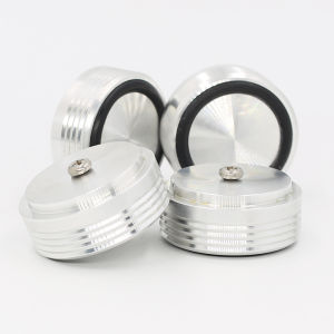 4pcs 40 x17mm audio amplifier speaker feet spikes silver Ring machine mats pads