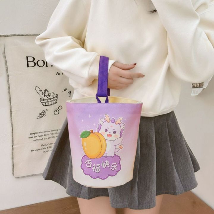 GREEND Dragon Canvas Bucket Bag Animal Mommy Bag Cartoon Tote Bag Cute