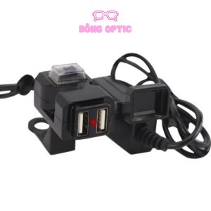 [HCM] Sạc dien thoai xe may Sạc Điện Thoại Trên moto Xe Máy 2 cổng nhỏ gọn (Đen)