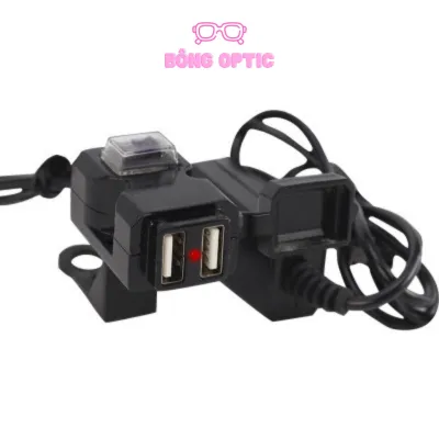 [HCM] Sạc dien thoai xe may Sạc Điện Thoại Trên moto Xe Máy 2 cổng nhỏ gọn (Đen)