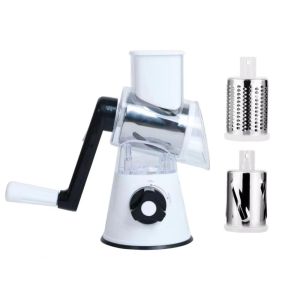 WANGCAI Rotary Cheese Grater Multifunctional Manual Food Shredder Nut Grinder Stainless Steel Drums Vegetable Slicer Household
